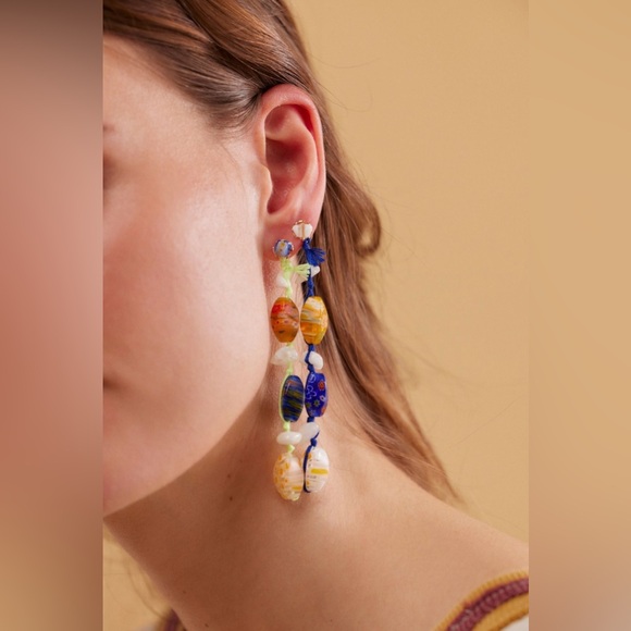 NWT Free People Ariana Ost Milliefiori Glass Bead Dangle Earrings - Picture 1 of 4